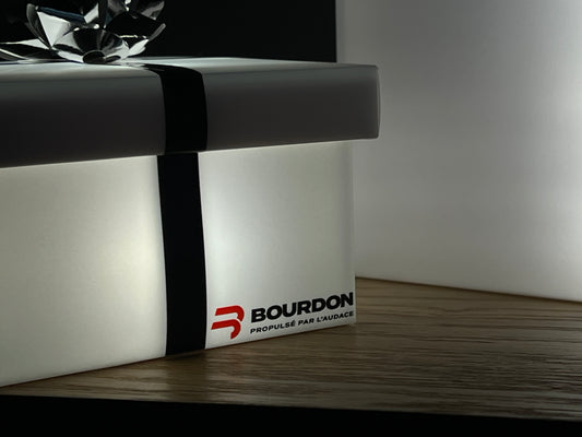 Boîte lumineuse carismo avec le logo bourdon