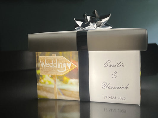 Boîte lumineuse carismo pour un mariage